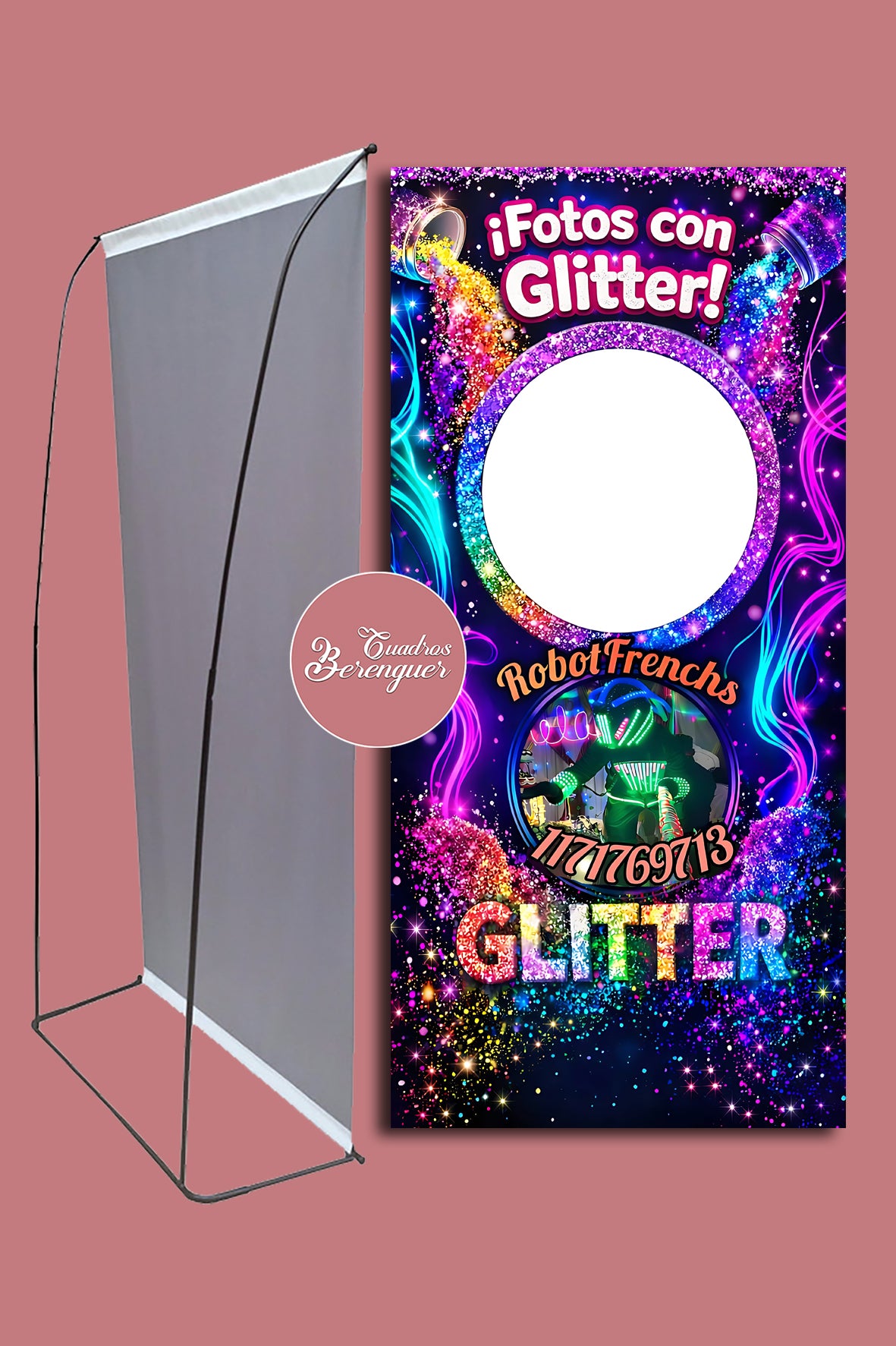 ⭐BANNER SELFIE GLITTER 90×190 cm + ESTRUCTURA⭐