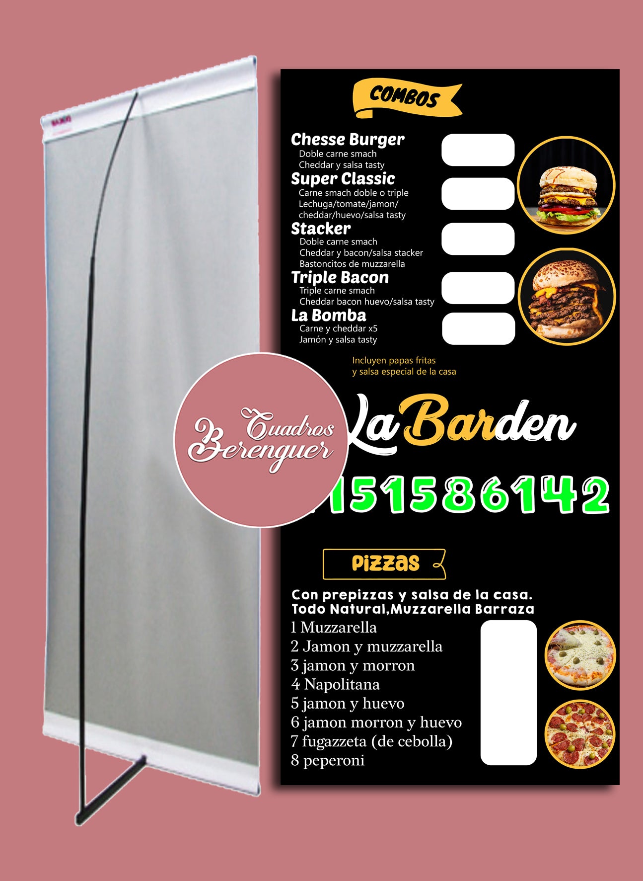 ⭐BANNER COMERCIAL COMBOS 90X190 CON ESTRUCTURA⭐