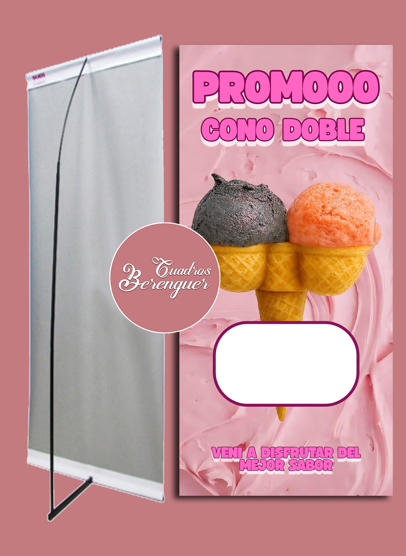 ⭐BANNER COMERCIAL HELADERIA CONO DOBLE⭐