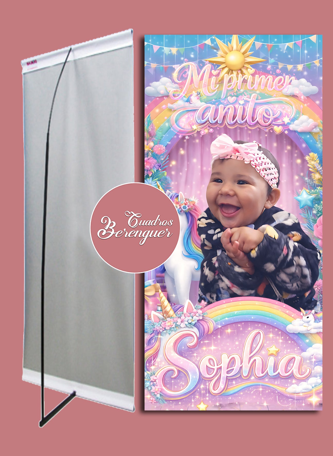 ⭐ BANNER PERSONALIZADO INFANTIL UNICORNIO 90x190 ⭐