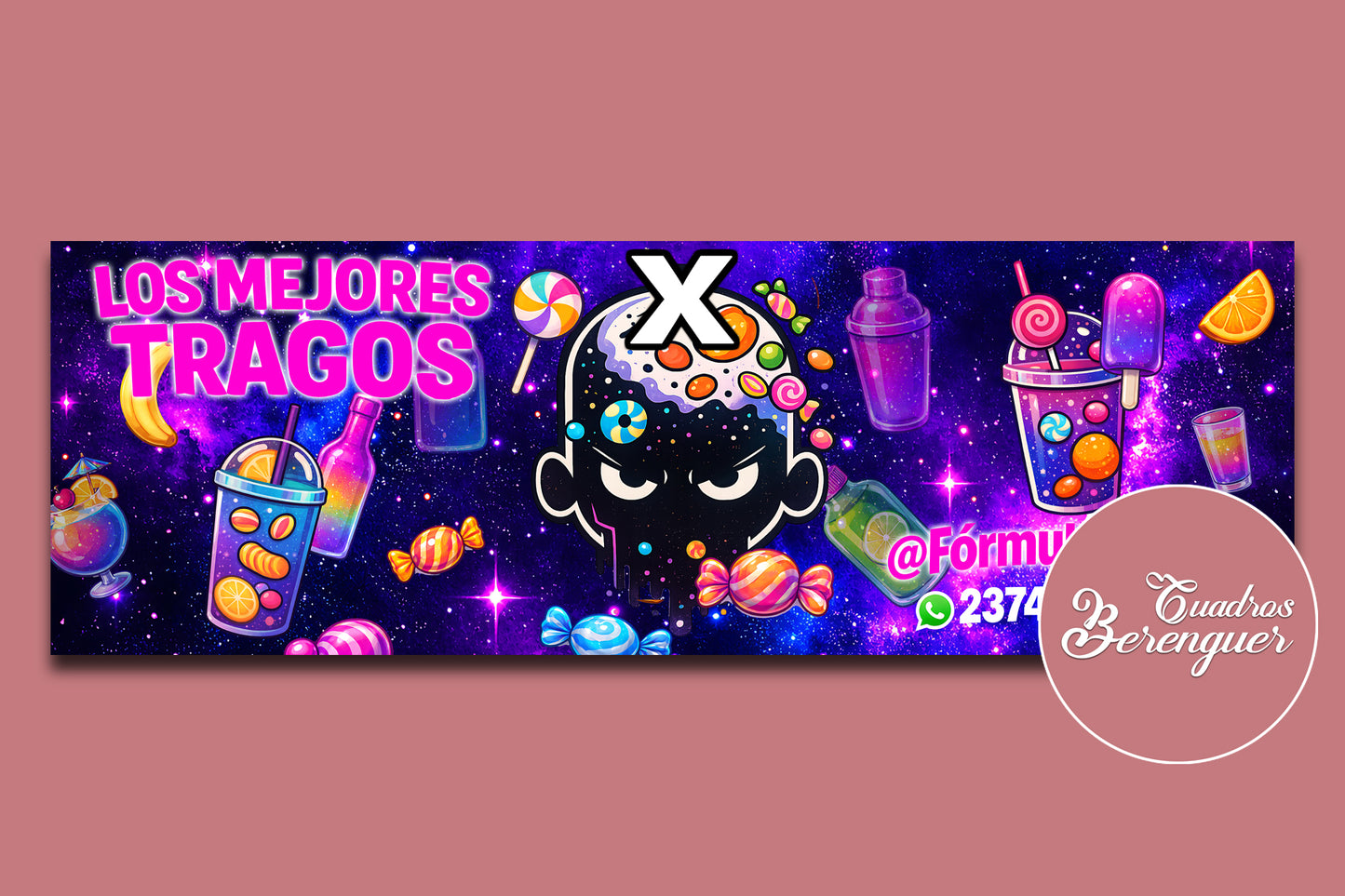 ⭐LONA IMPRESA TRAGOS 150X50cm⭐