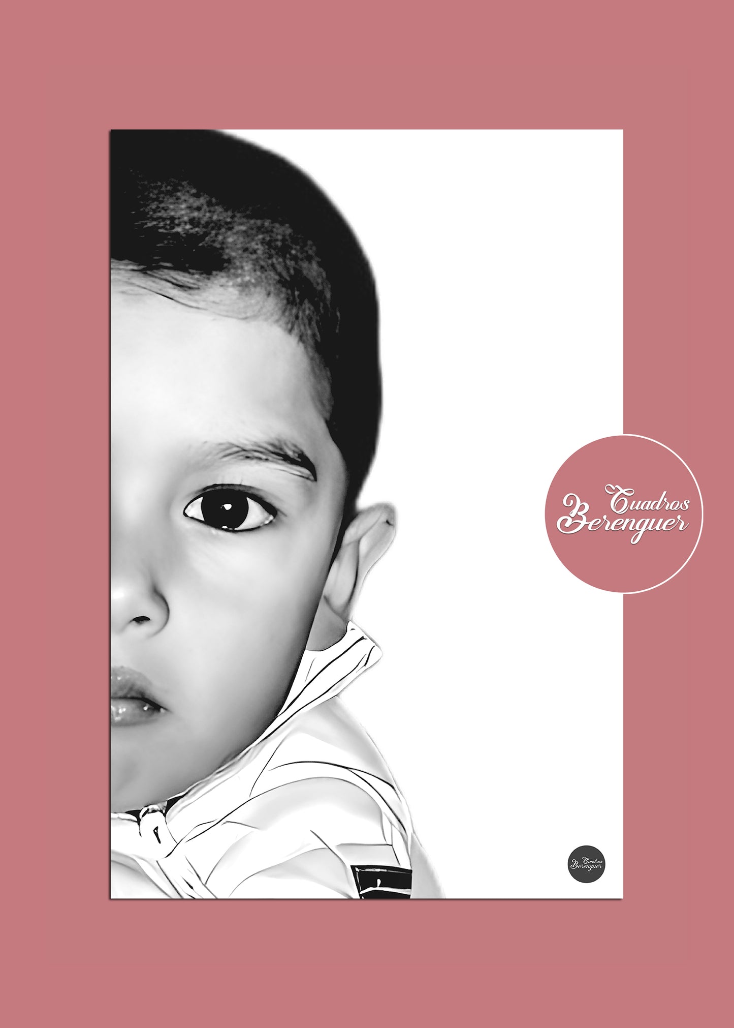 ⭐CUADRO RETRATO 1/2 ROSTRO PRIMER PLANO B&N 60X40cm⭐