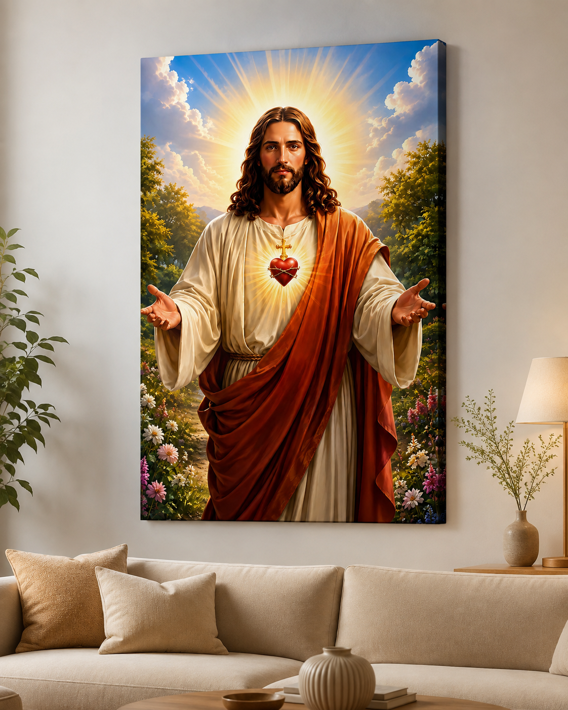⭐ Cuadro Sagrado Corazón de Jesús 140x80 cm