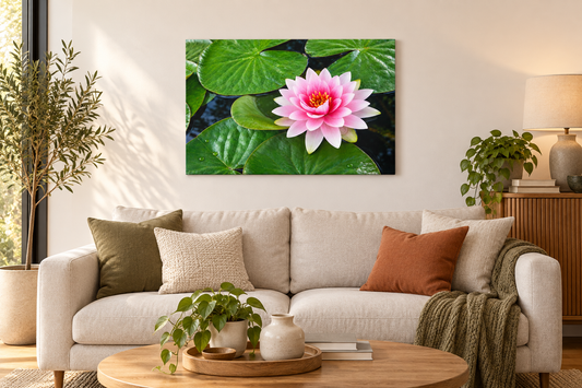 Cuadro Nenúfar Rosa 60x40 ambientado