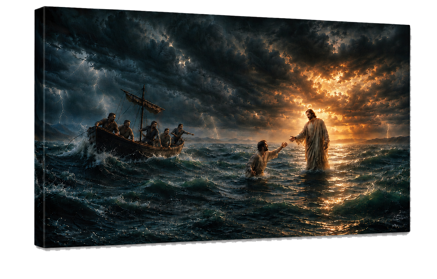 ⭐ Cuadro de Jesús – El Milagro de la Tormenta 🌊