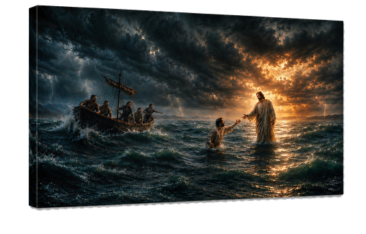 ⭐ Cuadro de Jesús – El Milagro de la Tormenta 🌊