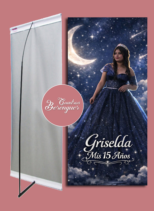⭐BANNER XV AÑOS TEMATICA LUNA Y ESTRELLAS 90X190⭐