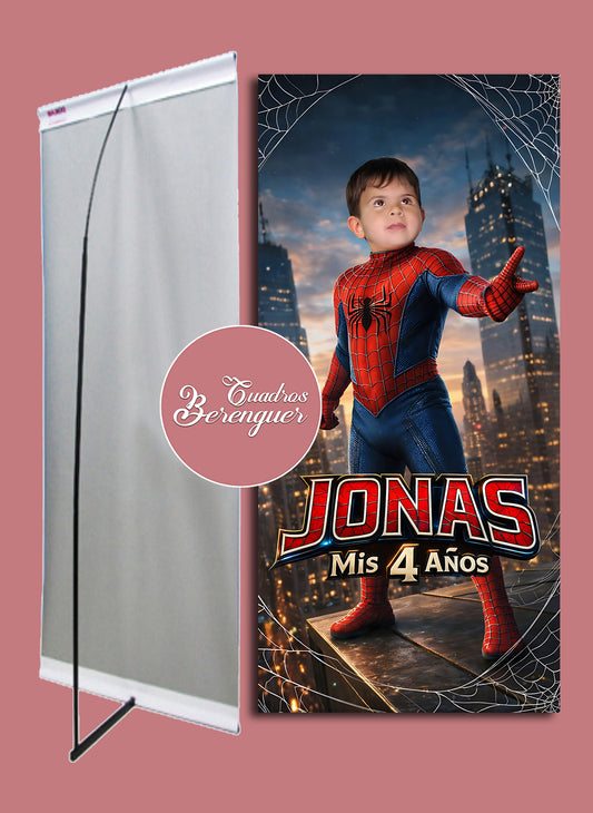 ⭐BANNER PERSONALIZADO INFANTIL HOMBRE ARAÑA 90x190⭐
