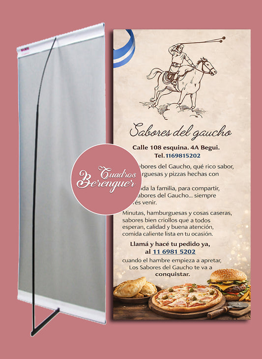 ⭐BANNER COMERCIAL RESTAURANTE DE CAMPO 90X190 CON ESTRUCTURA⭐