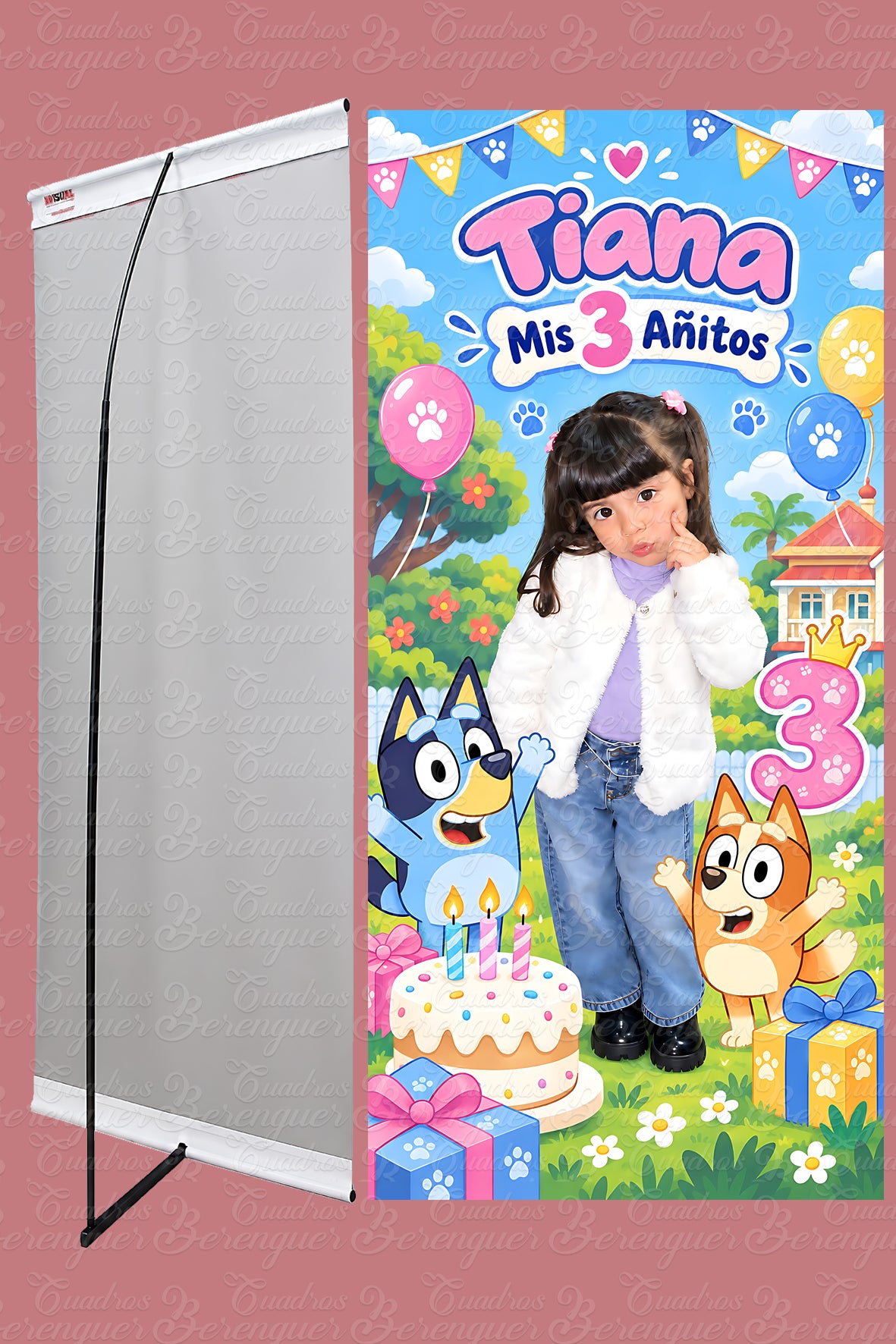 ⭐ BANNER PERSONALIZADO INFANTIL BLUEY 90X190⭐