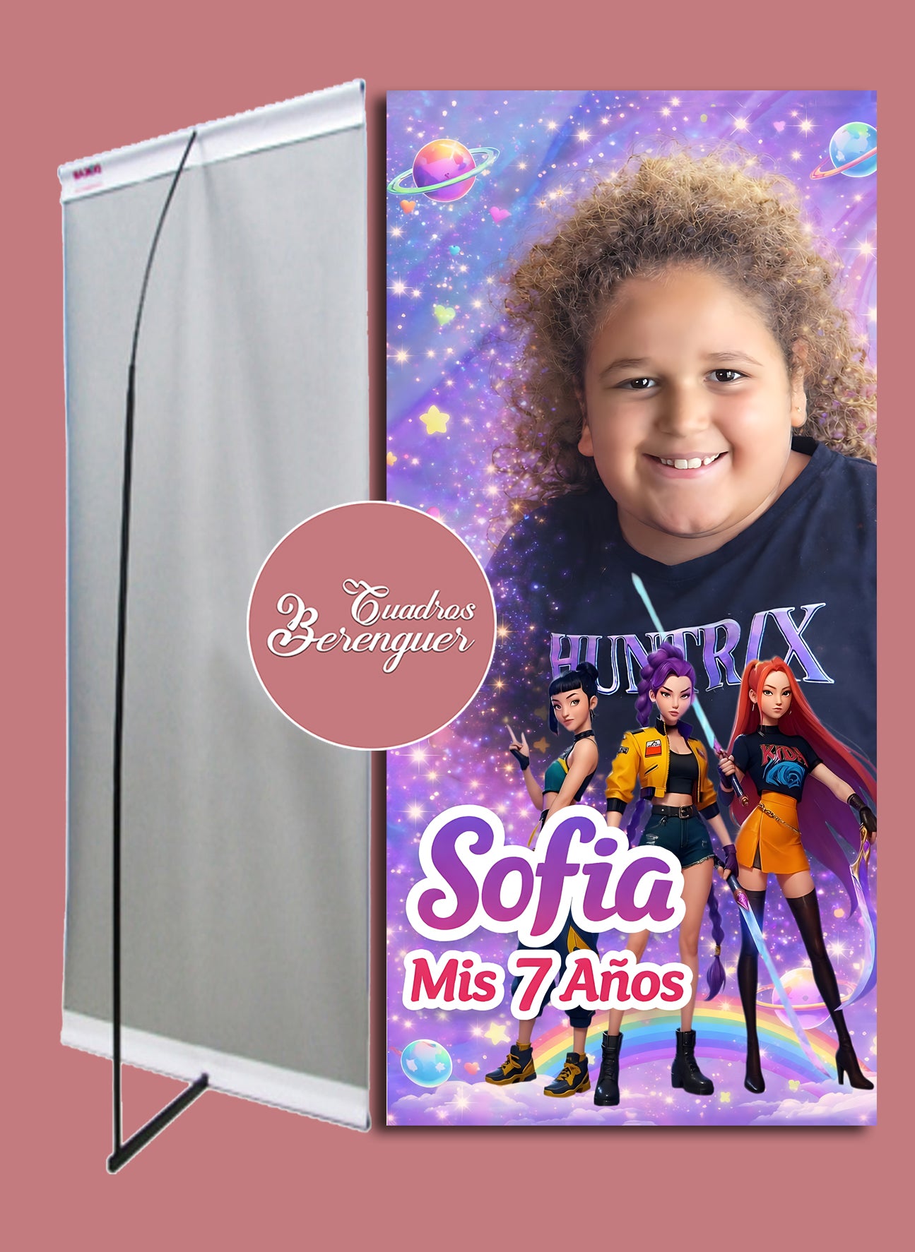 ⭐BANNER PERSONALIZADO INFANTIL GUERRERAS K-POP 90x190⭐