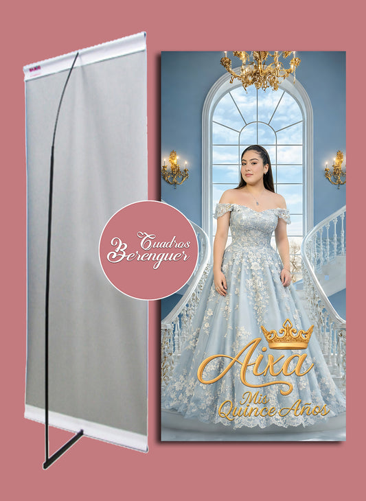 ⭐BANNER PERSONALIZADO XV AÑOS TEMATICA CENICIENTA 90X190⭐