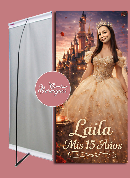 ⭐BANNER XV AÑOS TEMATICA LA BELLA Y LA BESTIA  90X190⭐