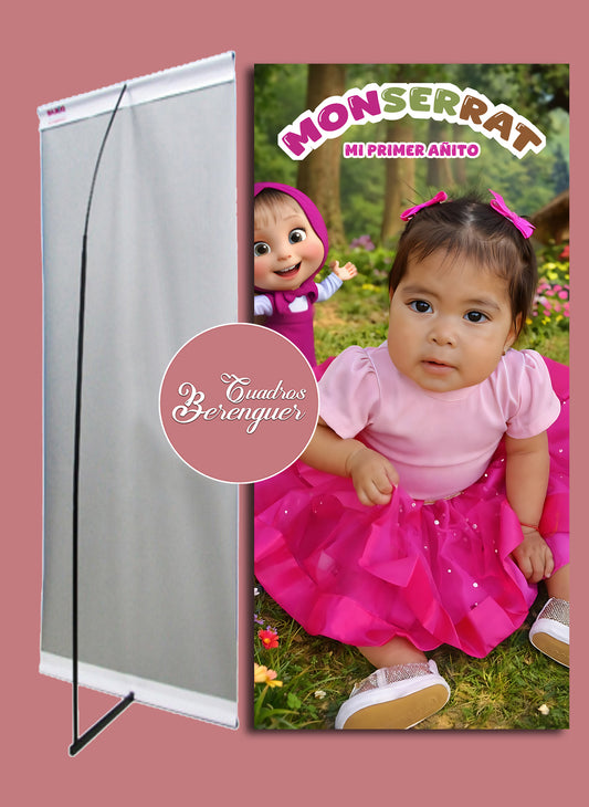 ⭐BANNER PERSONALIZADO INFANTIL MALLA Y EL OSO 02 90x190⭐