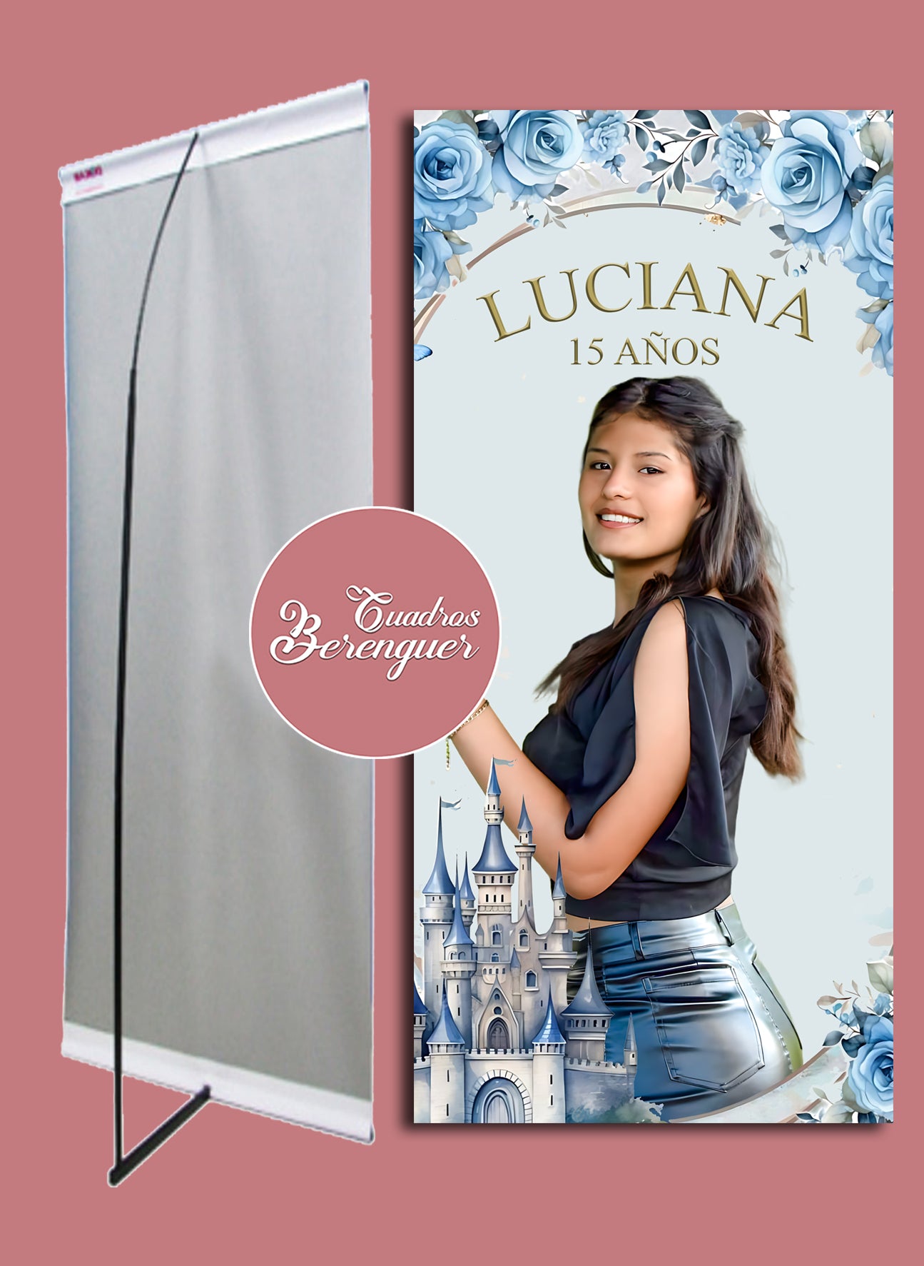 ⭐BANNER PERSONALIZADO XV AÑOS TEMATICA CENICIENTA 90X190⭐