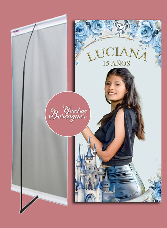 ⭐BANNER PERSONALIZADO XV AÑOS TEMATICA CENICIENTA 90X190⭐