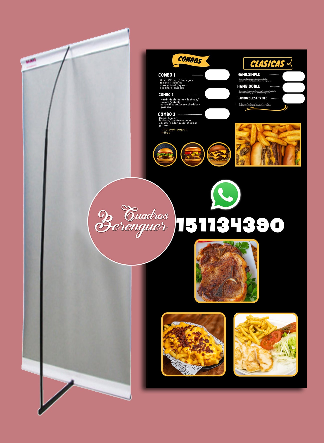 ⭐BANNER COMERCIAL COMBOS 90X190 CON ESTRUCTURA⭐