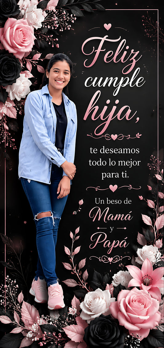⭐BANNER PERSONALIZADO FLORES 90x190⭐