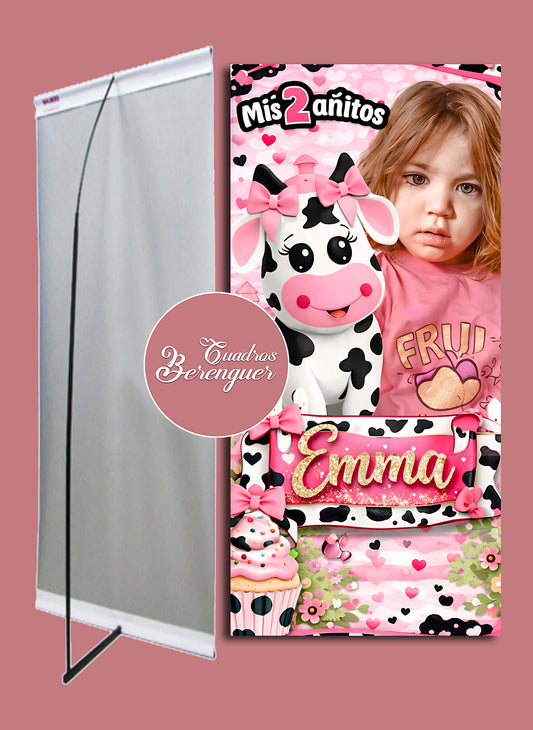 ⭐BANNER PERSONALIZADO INFANTIL LA VACA LOLA 90x190⭐