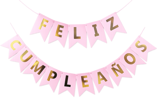 ⭐BANDERIN FELIZ CUMPLEAÑOS ROSA⭐