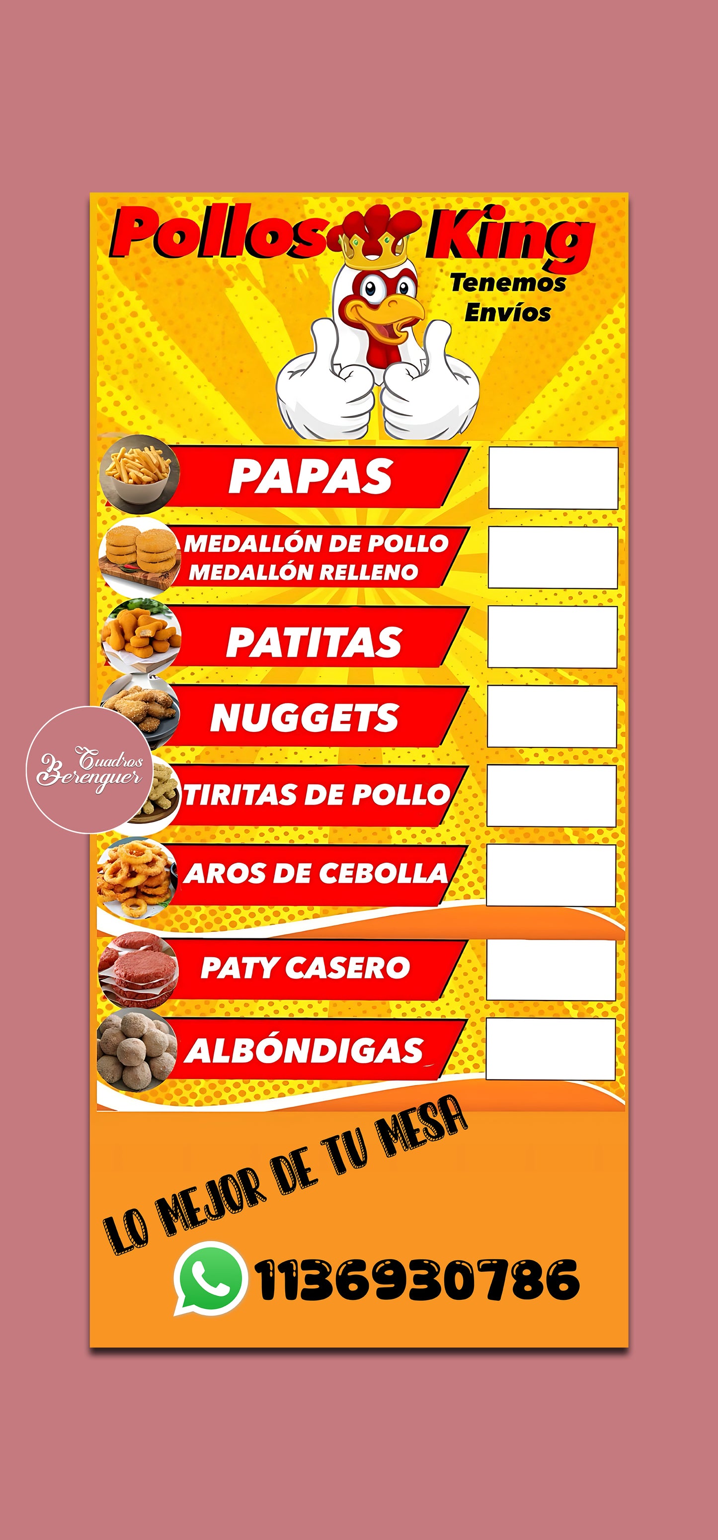 ⭐LONA IMPRESA POLLERIA 70X150CM⭐