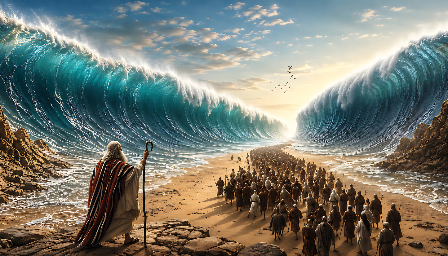 Cuadro Moisés Abriendo El Mar Rojo 140x80cm