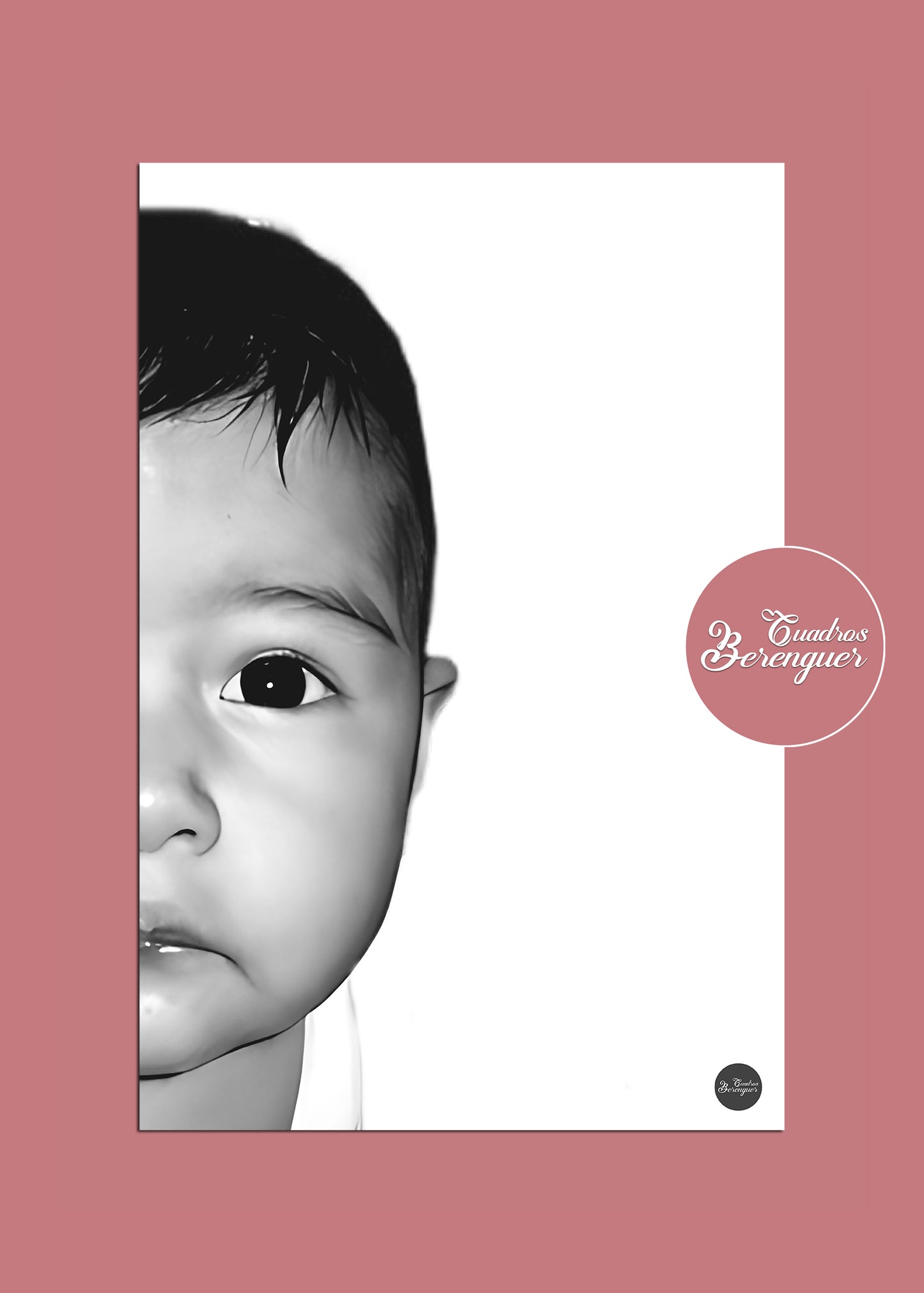 ⭐CUADRO RETRATO 1/2 ROSTRO PRIMER PLANO B&N 60X40cm⭐