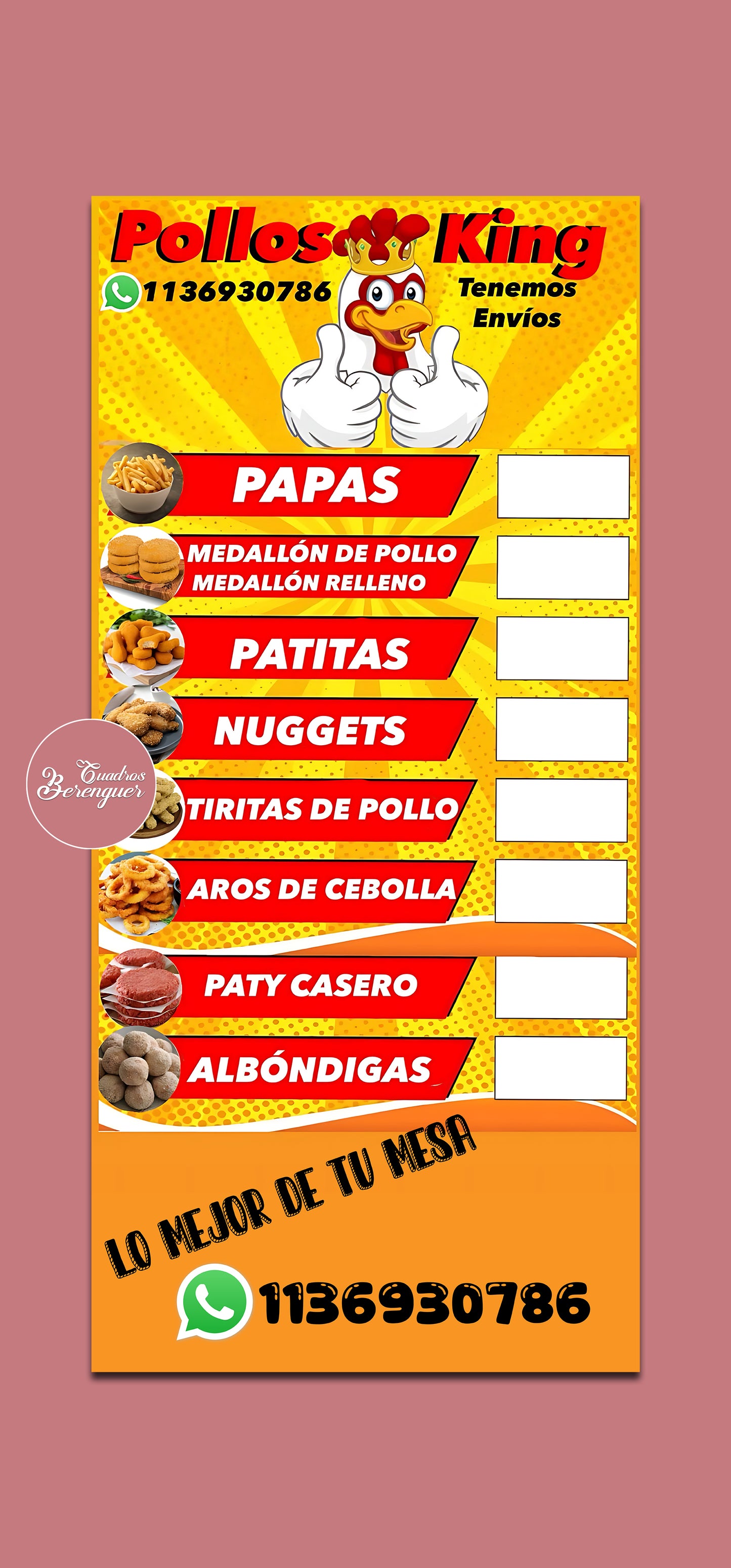 ⭐LONA IMPRESA POLLERIA 70X150CM⭐