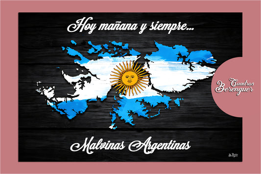 Cuadro Islas Malvinas con Frase – Fondo Negro