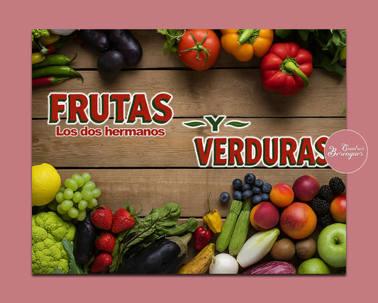 ⭐Cartel  frutas y verduras 90X70cm ⭐