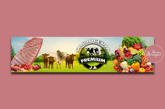 ⭐LONA IMPRESA CARNICERIAY VERDULERIA 1.16 X 4.16M⭐