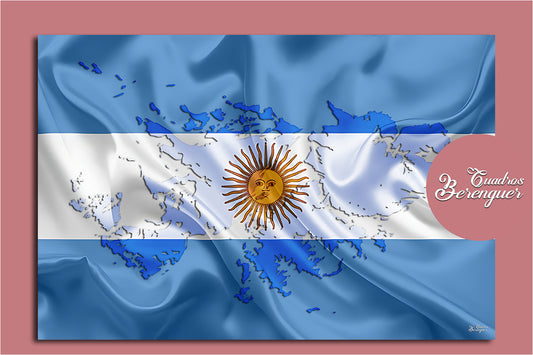 Cuadro Islas Malvinas con Bandera Argentina