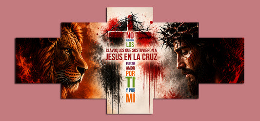 Cuadro Políptico Jesús en la Cruz 150x70cm - No Fueron los Clavos, Fue el Amor por Tí