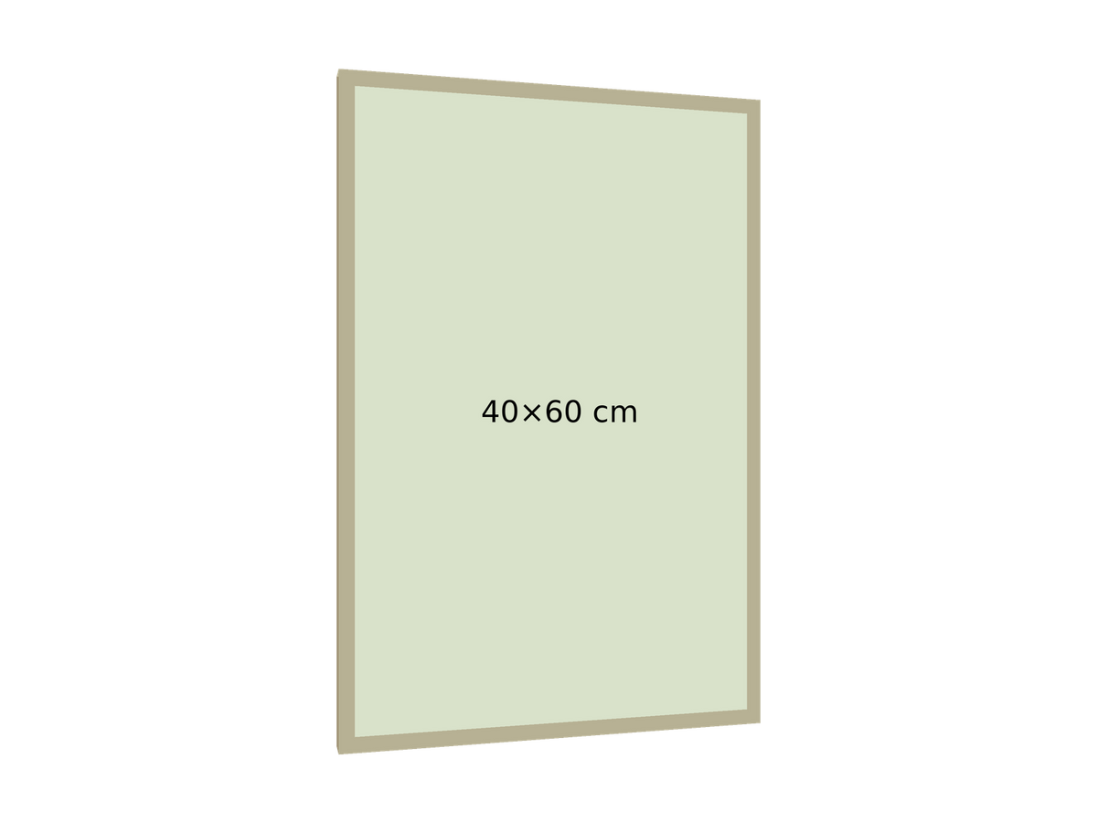 Bastidor vertical 40×60 cm, perspectiva izquierda 15°, fondo transparente