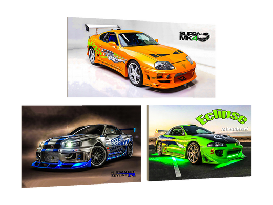 ⭐CUADRO HAMBIENT LINE AUTOS DEPORTIVOS 60X40CM⭐ — diseño original, PNG transparente, perspectiva izquierda 15°, sin halo