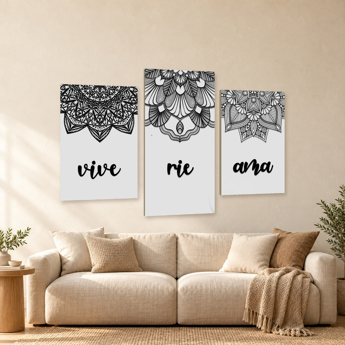 ⭐CUADRO HAMBIENT MANDALA 60X40CM⭐ — mockup del diseño completo en ambiente