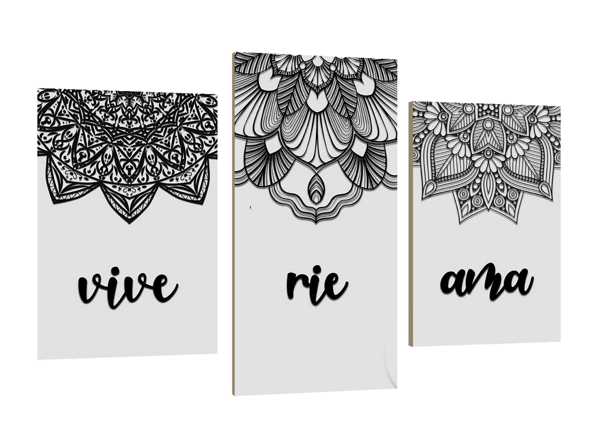 ⭐CUADRO HAMBIENT MANDALA 60X40CM⭐ — diseño original, PNG transparente, perspectiva izquierda 15°, sin halo