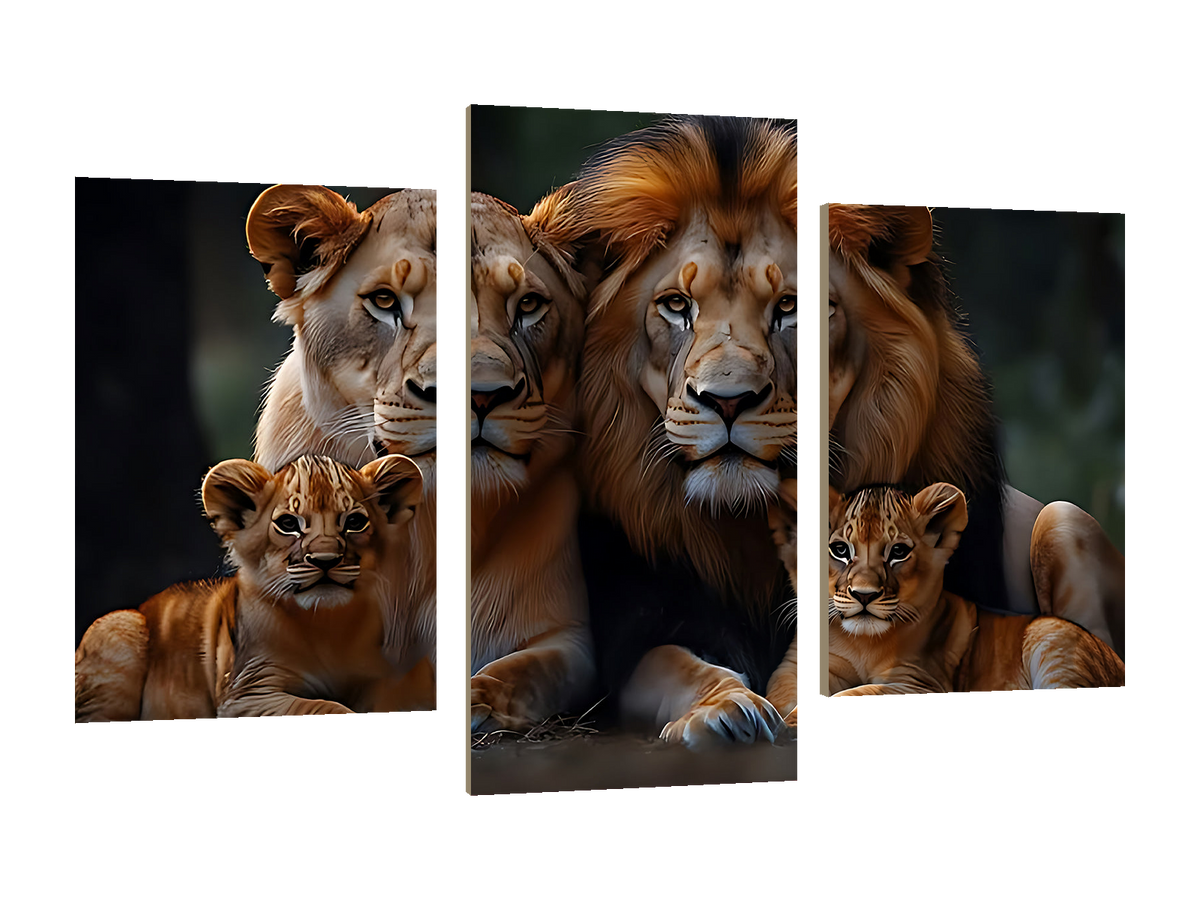 ⭐CUADRO HAMBIENT FAMILIA LEON 60X40CM⭐ — diseño original, PNG transparente, perspectiva izquierda 15°, sin halo