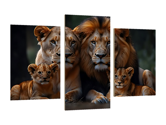 ⭐CUADRO HAMBIENT FAMILIA LEON 60X40CM⭐ — diseño original, PNG transparente, perspectiva izquierda 15°, sin halo