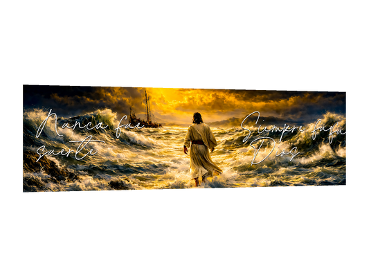 ⭐CUADRO CON FRASE LA TORMENTA DE DIOS 140X80CM⭐ — diseño original, PNG transparente, perspectiva izquierda 15°, sin halo