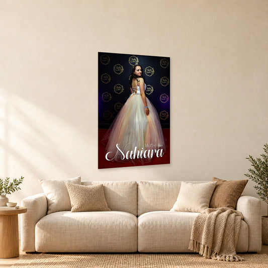 ⭐CUADRO 60X40CM PERSONALIZADO 15 AÑOS CON NOMBRE⭐ — mockup del diseño completo en ambiente