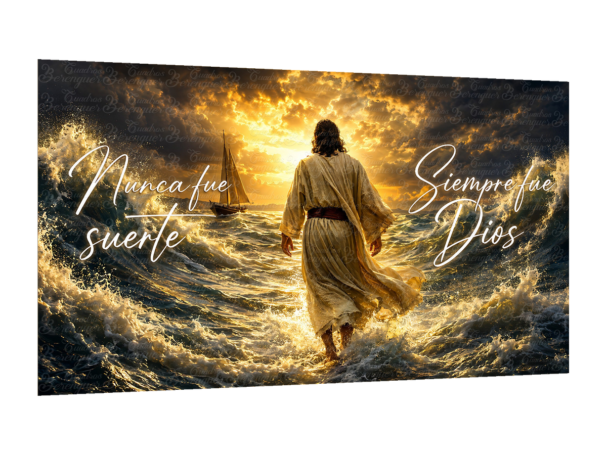 ⭐CUADRO DE JESÚS EN EL AGUA 140X80⭐ — diseño original, PNG transparente, perspectiva izquierda 15°, sin halo
