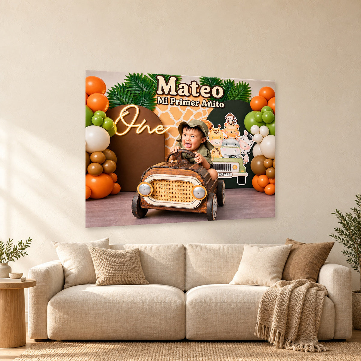 Cuadro Safari de Mateo — diseño completo ambientado