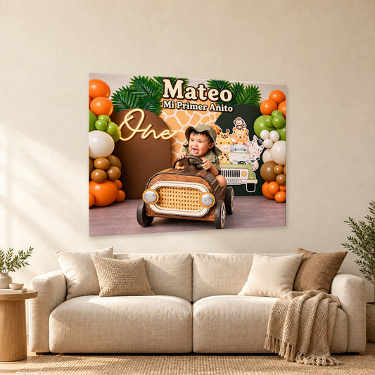 Cuadro Safari de Mateo — diseño completo ambientado