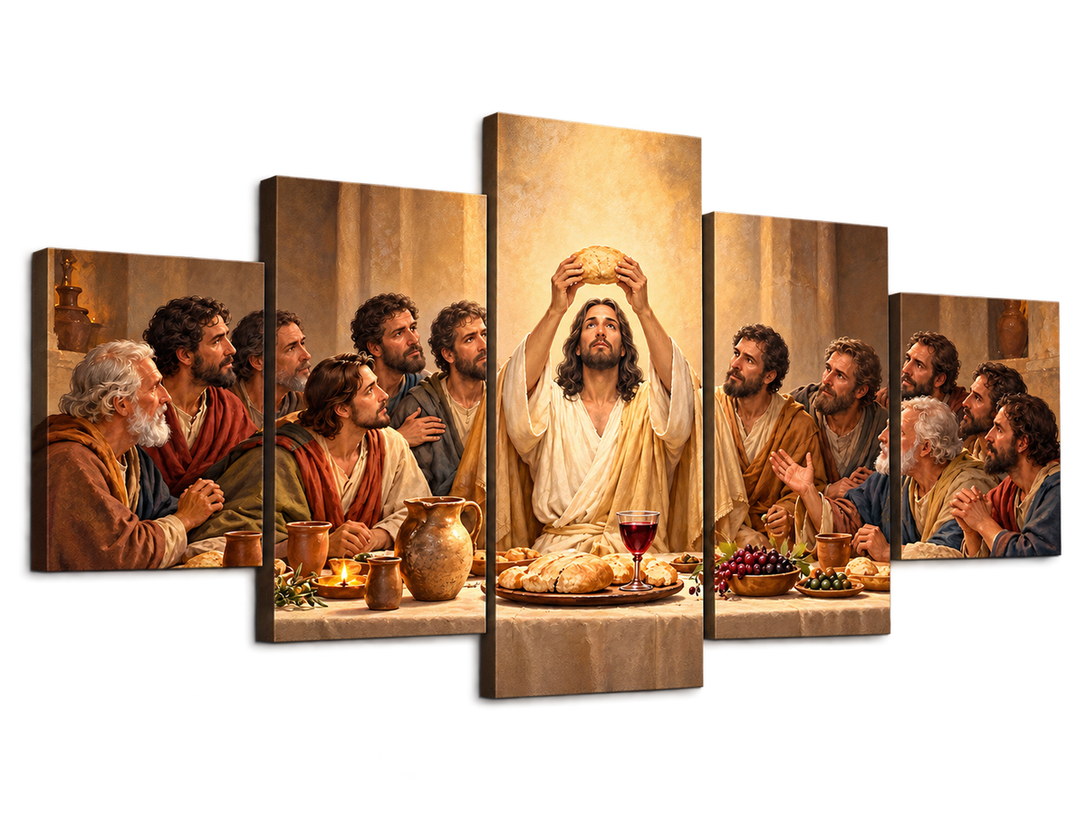 Cuadro políptico Última Cena 150x70 cm en perspectiva