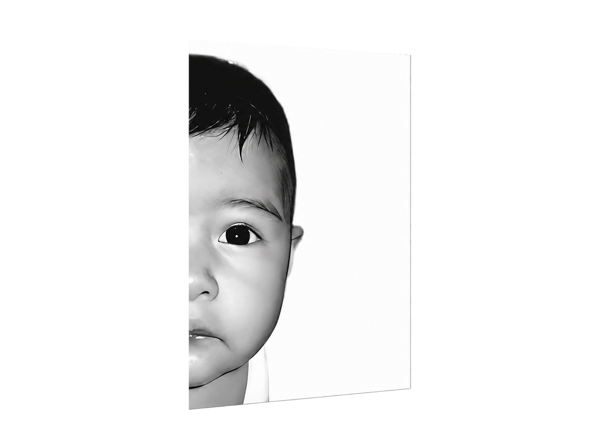 ⭐CUADRO RETRATO 1/2 ROSTRO PRIMER PLANO B&N 60X40cm⭐ — diseño original, perspectiva izquierda 15°, fondo transparente
