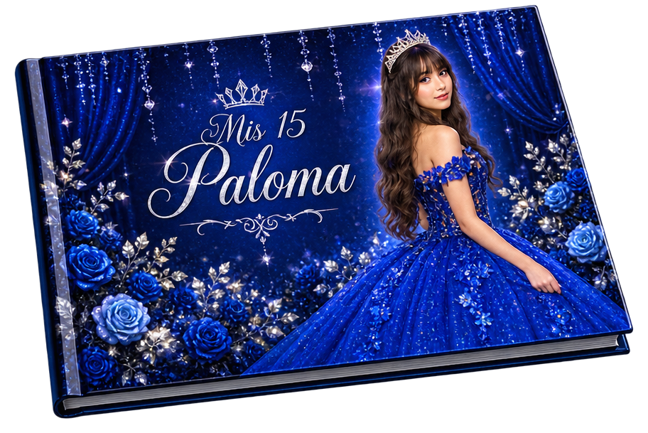 Fotolibro 15 Años 22x28cm Tapa Rígida - Temática Corona Azul