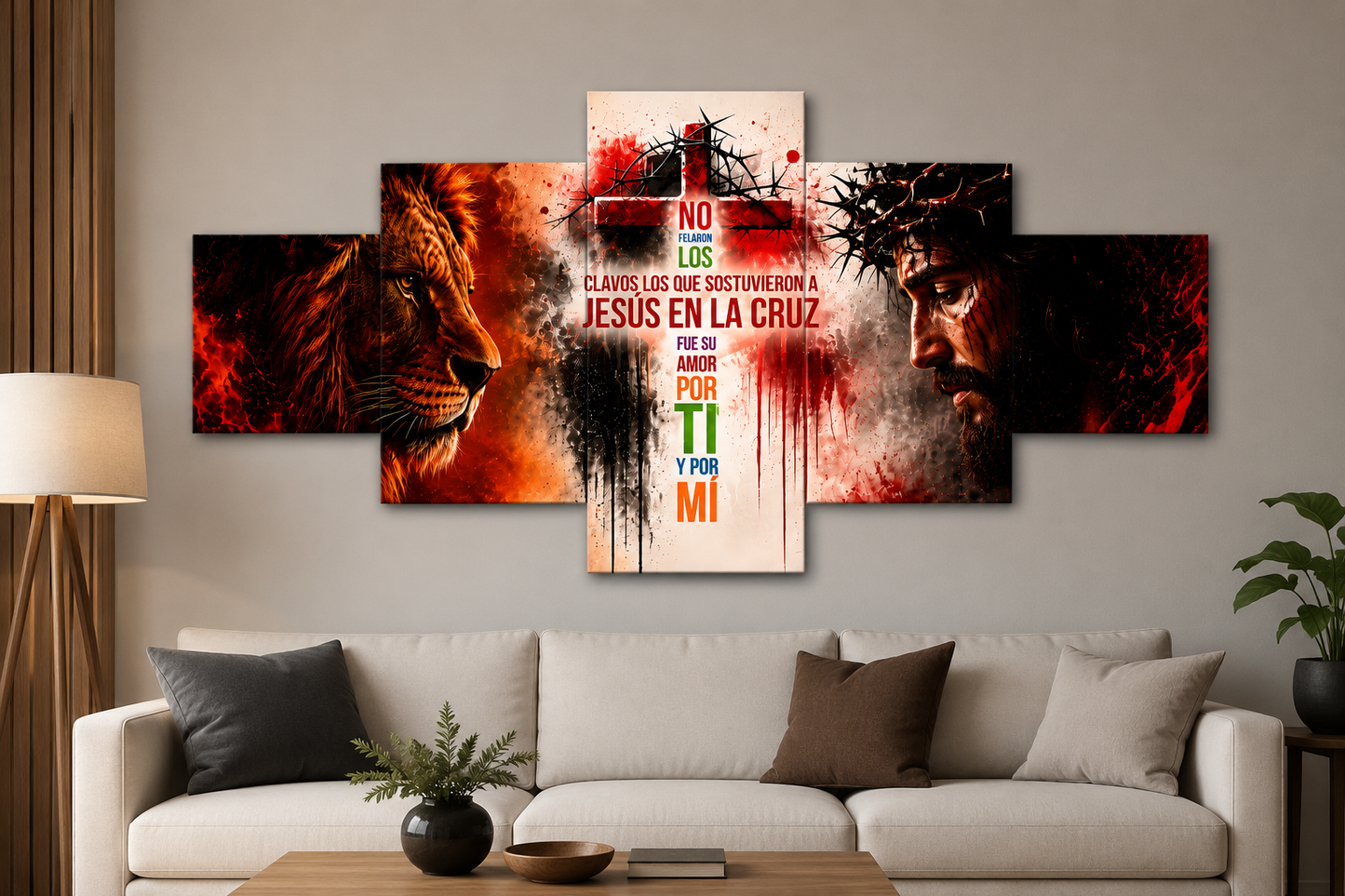 Cuadro Políptico Jesús en la Cruz 150x70cm - No Fueron los Clavos, Fue el Amor por Tí
