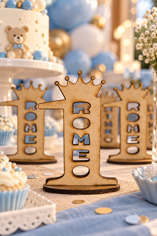 Mockup souvenir personalizado número 1 en MDF para cumpleaños