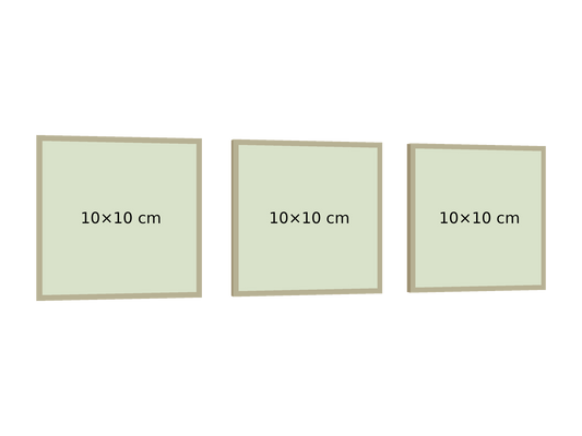 Maqueta triptico-10x30, medidas de cada bastidor, separación 2 cm, PNG transparente, perspectiva izquierda 15 grados